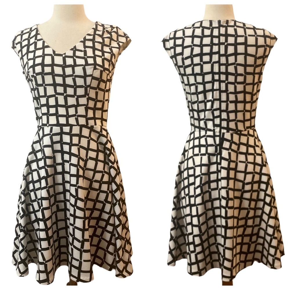 Bar‎ III Black & White Skater Dress, Mini Dress, Medium